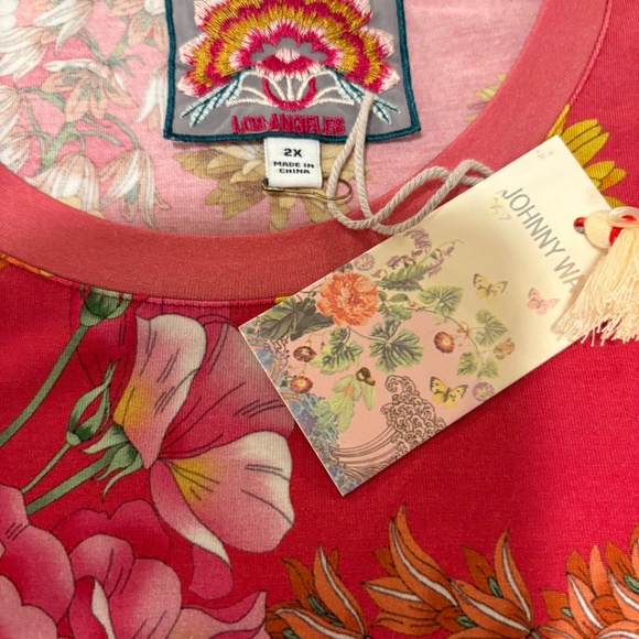 Johnny Was GOLDEN ROSE FLUTTER SLEEVE TEE 2X - Picture 7 of 9